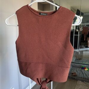 Sleeveless Knit Crop Top with Tie Back